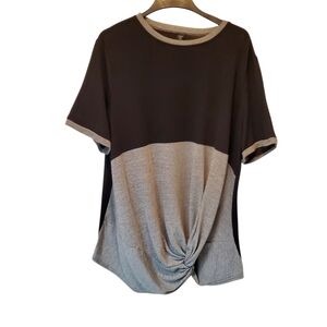 SHEIN Black and Gray Colorblock Top Size 2X